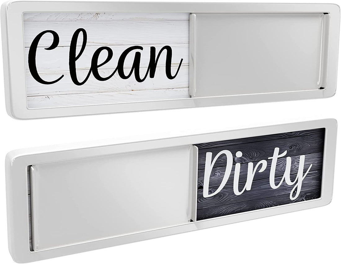 Dishwasher Magnet Clean Dirty Sign, Clean Dirty Magnet for Dishwasher, Rustic Farmhouse Kitchen Decor, Magnetic Dish Washer Sign Indicator, Sliding Rustic Dish Washer Signs, Black &amp; White Wood