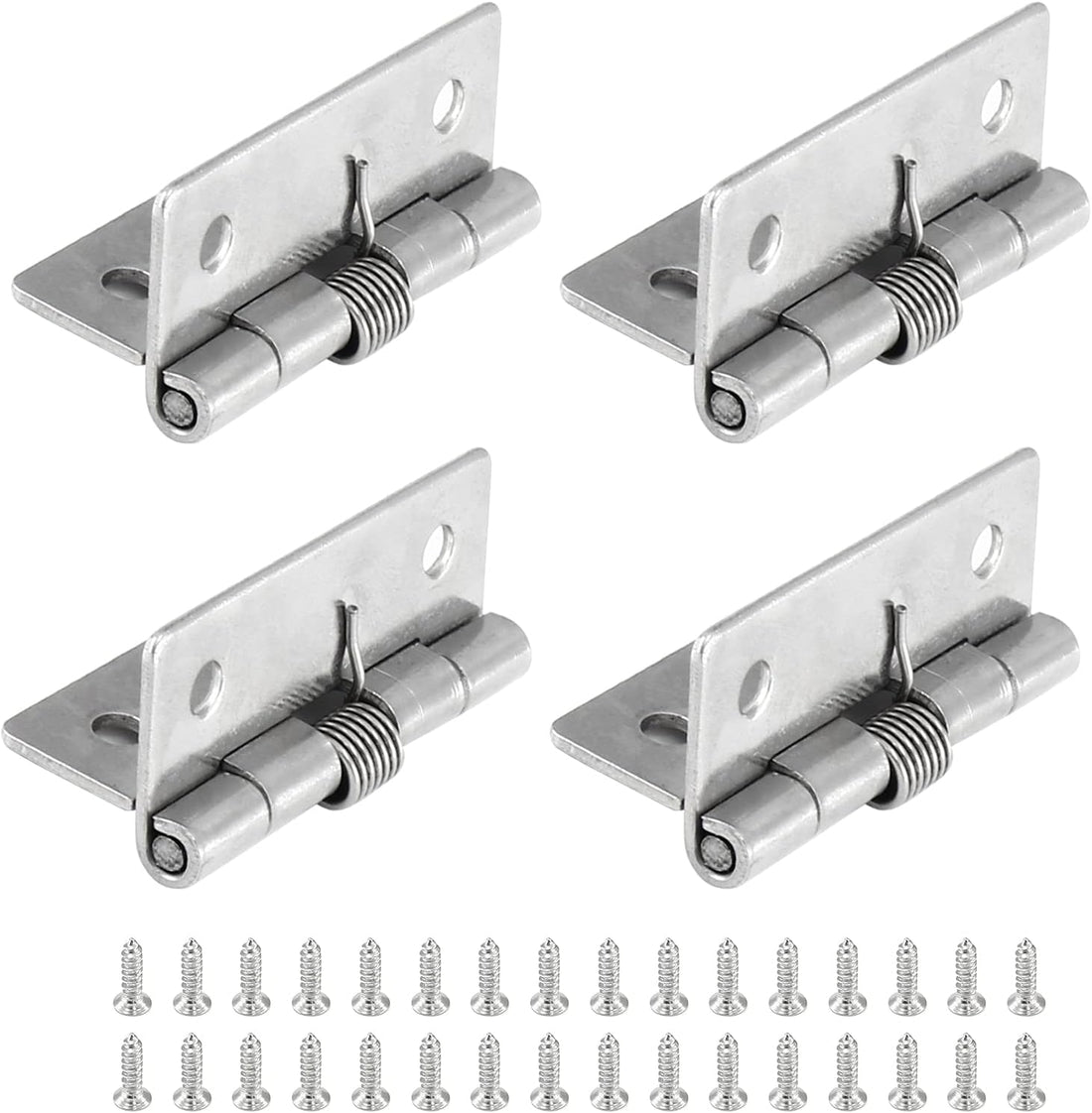 4 Pcs Spring Loaded Hinges for Cabinets, 2 Inch Length Stainless Steel Spring Hinges Self Closing