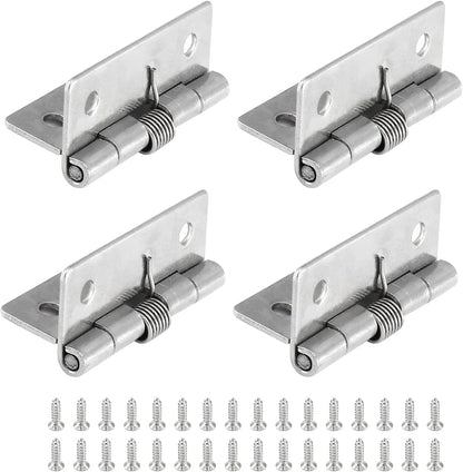 4 Pcs Spring Loaded Hinges for Cabinets, 2 Inch Length Stainless Steel Spring Hinges Self Closing