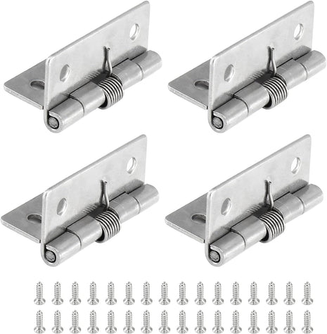 4 Pcs Spring Loaded Hinges for Cabinets, 2 Inch Length Stainless Steel Spring Hinges Self Closing