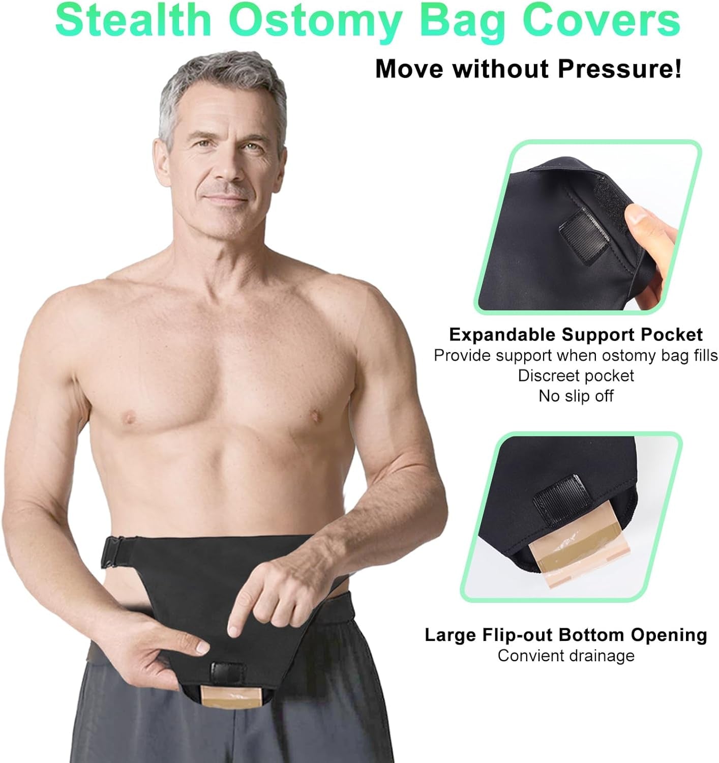Ostomy Belts for Men and Women Adjustable Stealth Belt for Ostomy Bag Men Women Breathable Ostomy Colostomy Bag Covers for Women Colostomy Supplies