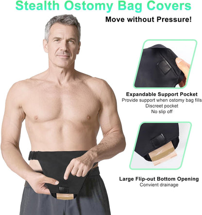 Ostomy Belts for Men and Women Adjustable Stealth Belt for Ostomy Bag Men Women Breathable Ostomy Colostomy Bag Covers for Women Colostomy Supplies