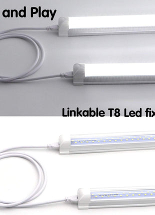 T5 T8 Extension Cords, 10 Ft 3 Meter Connectorcord, 3-Prong Extended Power Cable for Integratedled Tube Light, Single LED Shop Garage Lightfixture, under Cabinet Lights Pack of 2(10FT 2Pcs)
