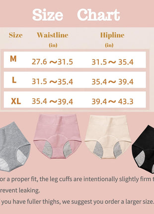 Women'S Washable Incontinence Underwear 4 Pack, Leakproof Ladies Panties High Waist, Incontinence Protective Briefs for Minor Bladder Leak(M)