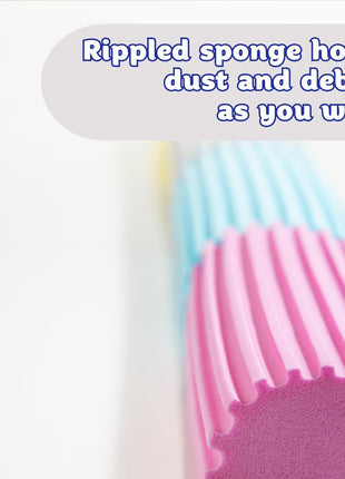 Damp Duster, Multipurpose Dusters for Cleaning - Wooden & Venetian Blind Cleaner Tool, Ridged Wet Dust Sponge for Skirting Board, Radiator, Blinds & Mirrors, Home Cleaning Products, Pink