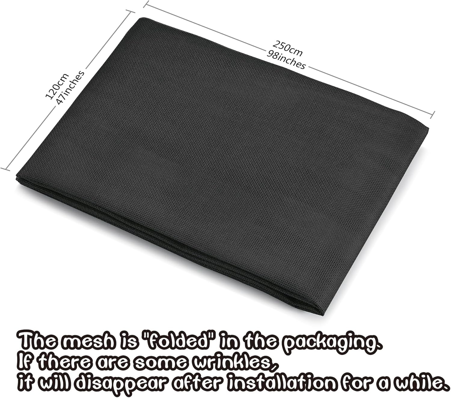 OVISEEN Insect Mesh, Fiberglass Window Screen Mesh 47 X 98 Inches Fly Screen Adjustable Mesh Replacement, Flies Mosquitoes Bugs Net for Windows Doors Patio (Black)