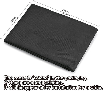 OVISEEN Insect Mesh, Fiberglass Window Screen Mesh 47 X 98 Inches Fly Screen Adjustable Mesh Replacement, Flies Mosquitoes Bugs Net for Windows Doors Patio (Black)