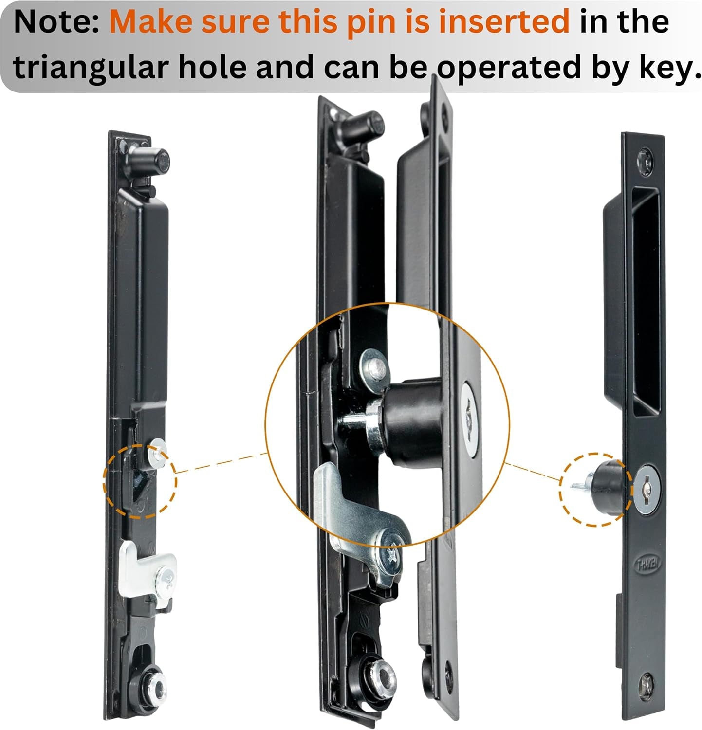 Sliding Glass Door Set, 6-5/8", Black - Patio Door Handle Replacement Thick Used on Both Left and Right-Handed. (Keyed)