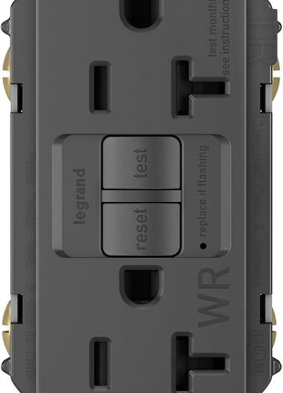 Radiant 20 Amp GFCI Self-Test Tamper Resistant Decorator Duplex Electrical Outlet, with Trip Indicator, 2097TRBKCCD4, Black, 1 Count