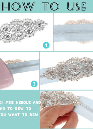 8 Pieces Crystal Rhinestone Appliques Silver Rhinestone Iron on Patch Hot Fix Applique for Bridal Wedding Dress Clothes Sash Crystal Belt DIY Sewing Appliques for Shoes
