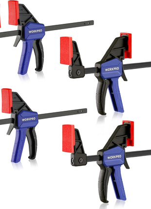 6" Mini Bar Clamps for Woodworking, One-Handed Clamp/Spreader, Wood Clamps Set, Screw Change F Clamps with 50LBS Load Limit, 4 Pack