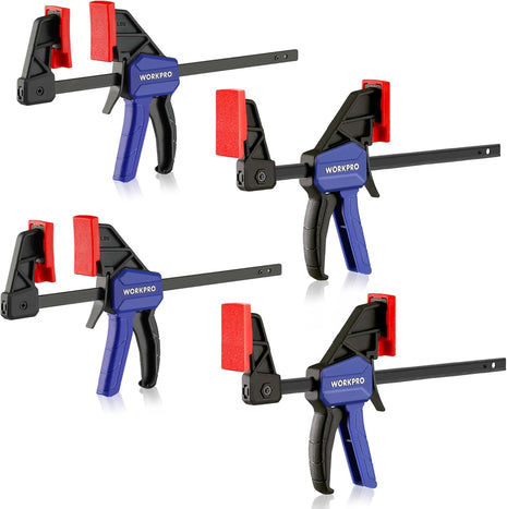 6" Mini Bar Clamps for Woodworking, One-Handed Clamp/Spreader, Wood Clamps Set, Screw Change F Clamps with 50LBS Load Limit, 4 Pack