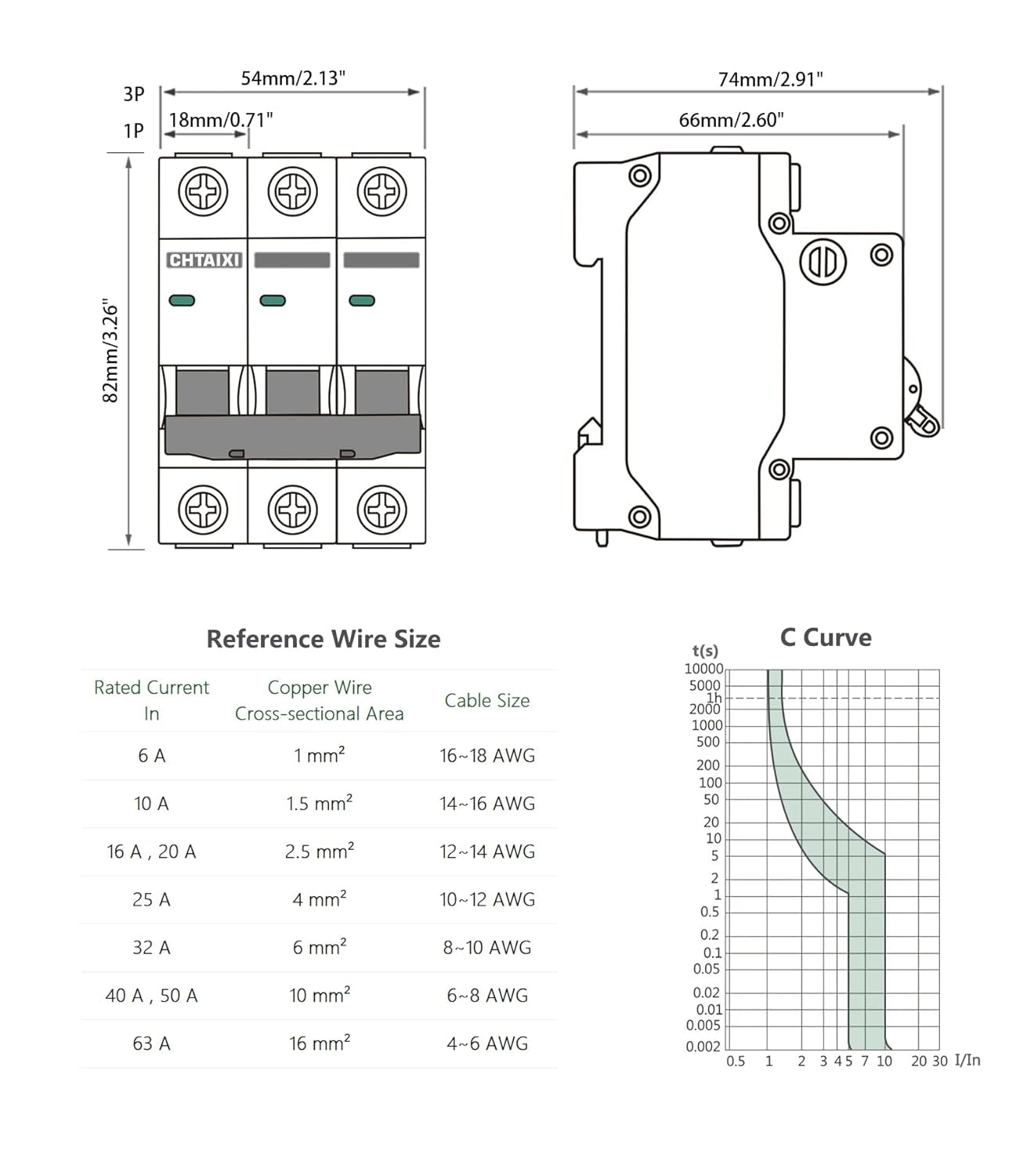 3 Pole DIN Rail Mount Circuit Breaker, 40 Amp 240V AC Miniature Circuit Breaker, Thermal Magnetic Trip AC Disconnect Switch MCB C40