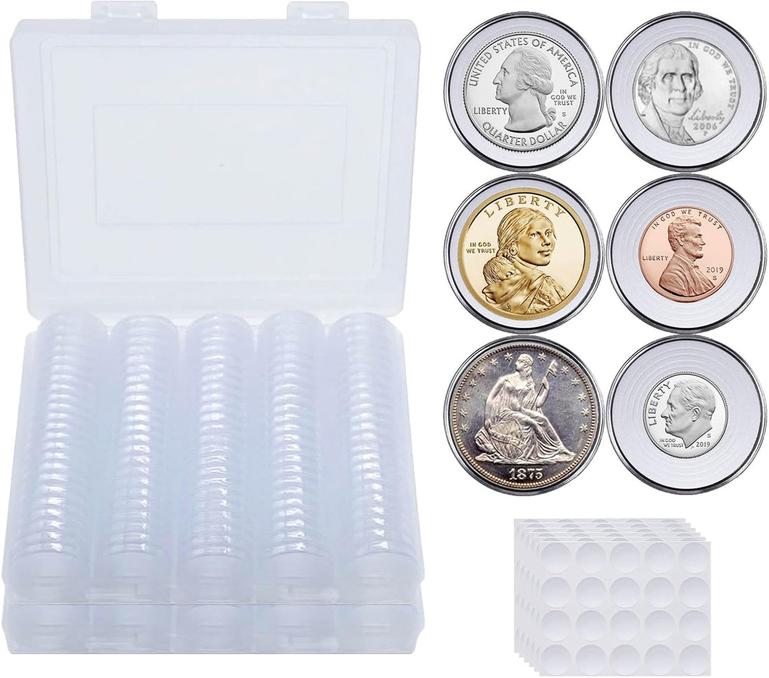 240 Pcs 30Mm Coin Capsules Coin Holders for Collectors, with Foam Gasket and Plastic Storage Organizer Box, 6 Sizes (17.9/19.1/21.2/24.3/26.5/30Mm) Coin Case for Coin Collection Supplies (White)