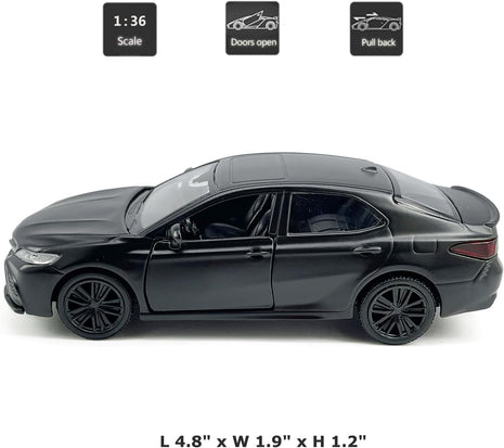 Camry XSE 2022 Model Car 1/36 Scale Diecast Toy Cars Metal Alloy Children’S Die-Cast Vehicles, Pull Back Doors Open, Black Rim, Collection for Men, Kids Toys for Boys Gifts, Cake Topper