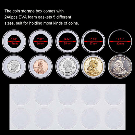 200 Pieces 30Mm Coin Capsules Coin Holders for Collectors, with Foam Gasket and Plastic Storage Organizer Box, 5 Sizes (17/20/25/27/30Mm) Coin Case for Coin Collection Supplies