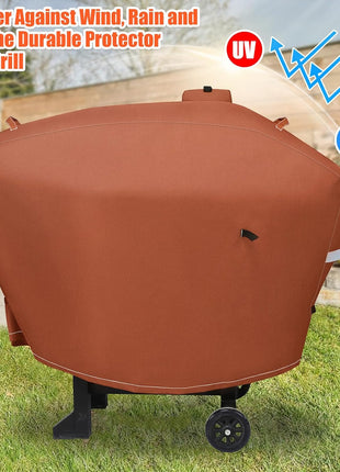 Grill Cover for Camp Chef 24 Pellet Grills, Model DLX 24, Smokepro 24, Woodwind 24 Pro Pellet Grills, PG24, PG24LS, PG24S, PG24SE, PG24LTD, PG24XT, SG24, Smokepro DLX, Anti-Uv 600D, Brown