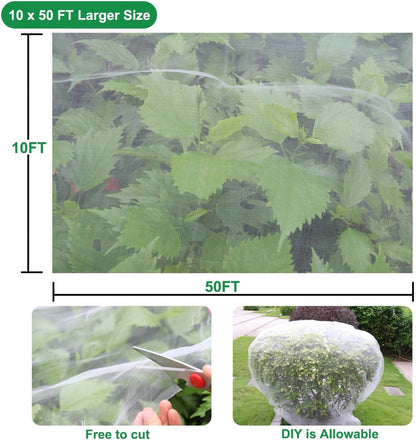 10 X 50 FT Garden Mesh Netting, Ultra Fine Plant Netting Covers, Garden Netting for Raised Beds Vegetables, Fruit Tree Netting for Blueberry Bushes Barrier Screen Protection Net Cover