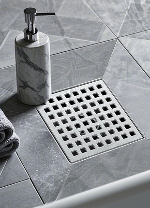 Square Shower Drain, 304 Stainless Steel 4 Inch Shower Floor Bathroom Shower Drain with CUPC Certified, Brushed Nickel 4'' Square Floor Drain, for Bathroom Toilet Washroom Drain Water