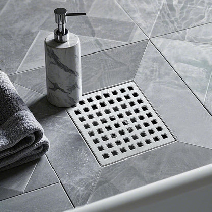 Square Shower Drain, 304 Stainless Steel 4 Inch Shower Floor Bathroom Shower Drain with CUPC Certified, Brushed Nickel 4&