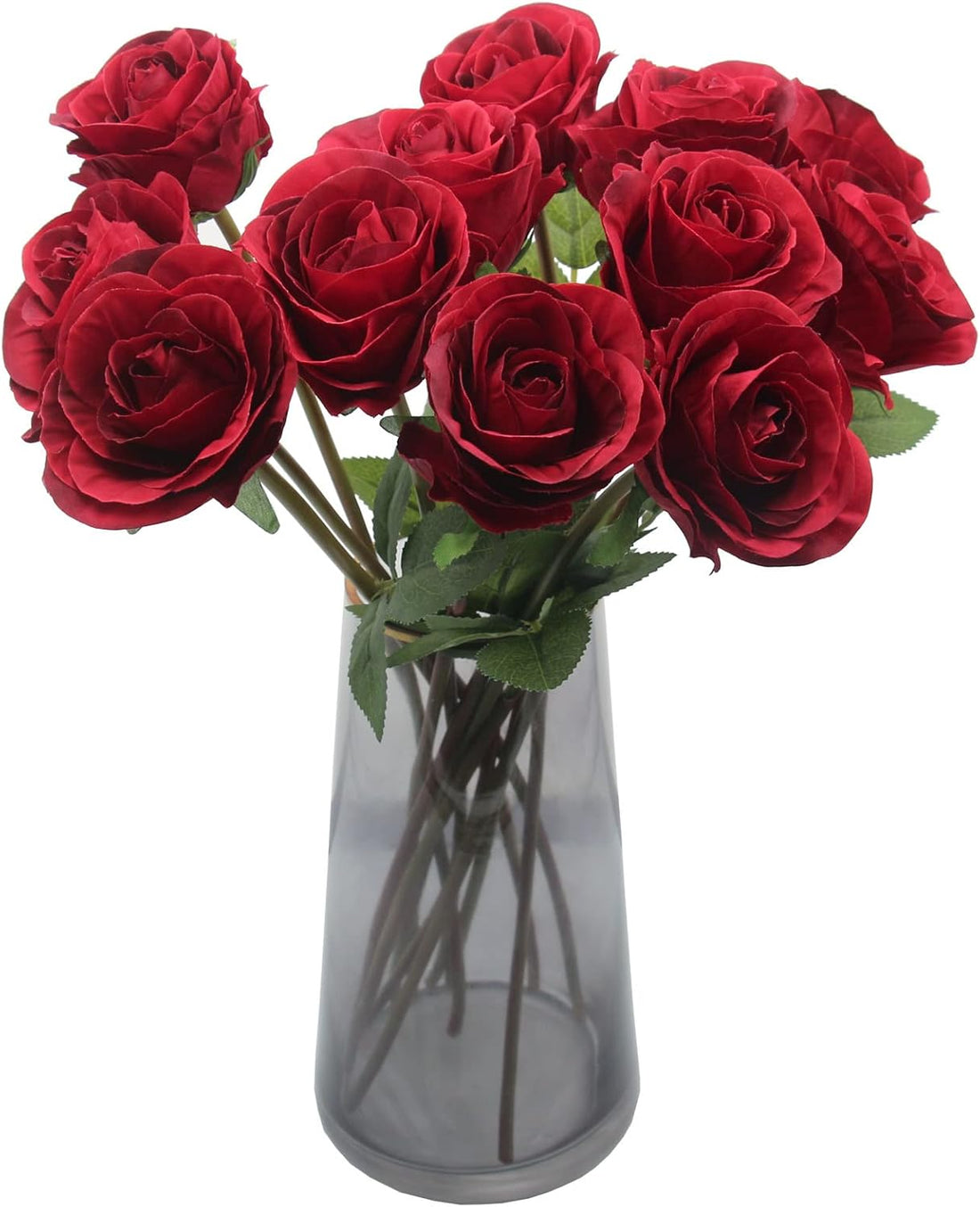 Artificial Roses Flowers for Flower Arrangement, 12 Pcs Silk Red Rose Bouquet for Home Decoration, Faux Roses for Parties and Wedding Decoration (Red, 12)