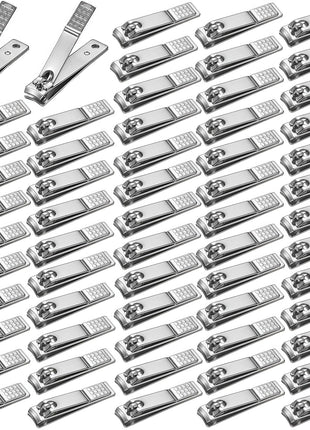 60 Pcs Stainless Steel Nail Clippers Toenail Clippers Bulk for Men Women Seniors, Toe Nail Clipper Pack Fingernail Clipper Bulk for Home, Travel, Homeless, Bulk Use (Medium Size, Silver)