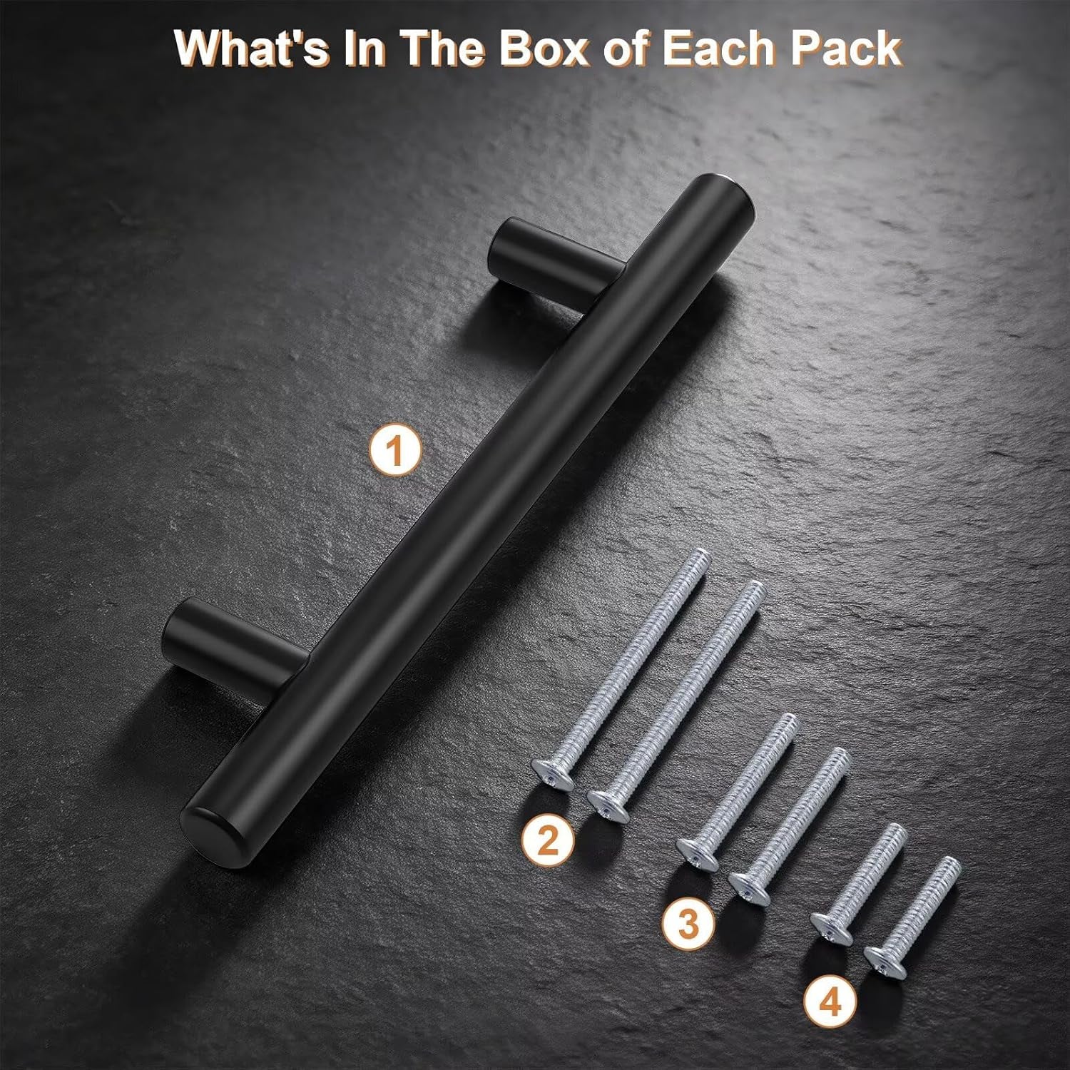 30 Pack Hole Centers 3-3/4Inch Matte Black Kitchen Cabinet Handles, Stainless Steel Dresser Drawer Pulls, Modern T Bar 6Inch Length Pull Handle for Closet