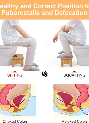 Bamboo Toilet Stool, Wooden Squatting Potty Stool for Adults, 7 Inch Toilet Stool Squat Adult, Non-Slip Wood Poop Stool for Bathroom, Portable Toilet Foot Pooping Steps for Kids