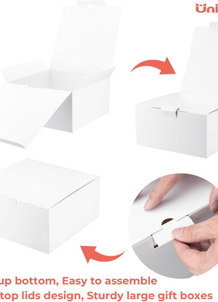 8 Pack 10X10X5 Gift Boxes, Large White Gift Boxes with Lids for Presents, Ideal for Birthday Bridesmaid Proposal Christmas Thank You Business