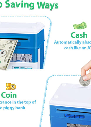 Piggy Bank for Boys Toys Age 6-8 8-10 - Kids Toys for 4 5 6 7 8 9 10 Year Old Boy Gifts - ATM Machine Money Saving Box for Kids Boy Christmas Birthday Gifts