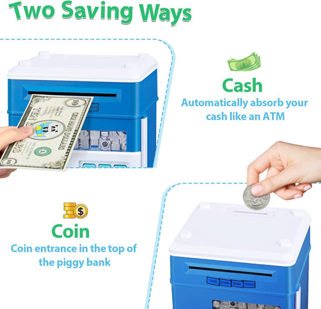 Piggy Bank for Boys Toys Age 6-8 8-10 - Kids Toys for 4 5 6 7 8 9 10 Year Old Boy Gifts - ATM Machine Money Saving Box for Kids Boy Christmas Birthday Gifts