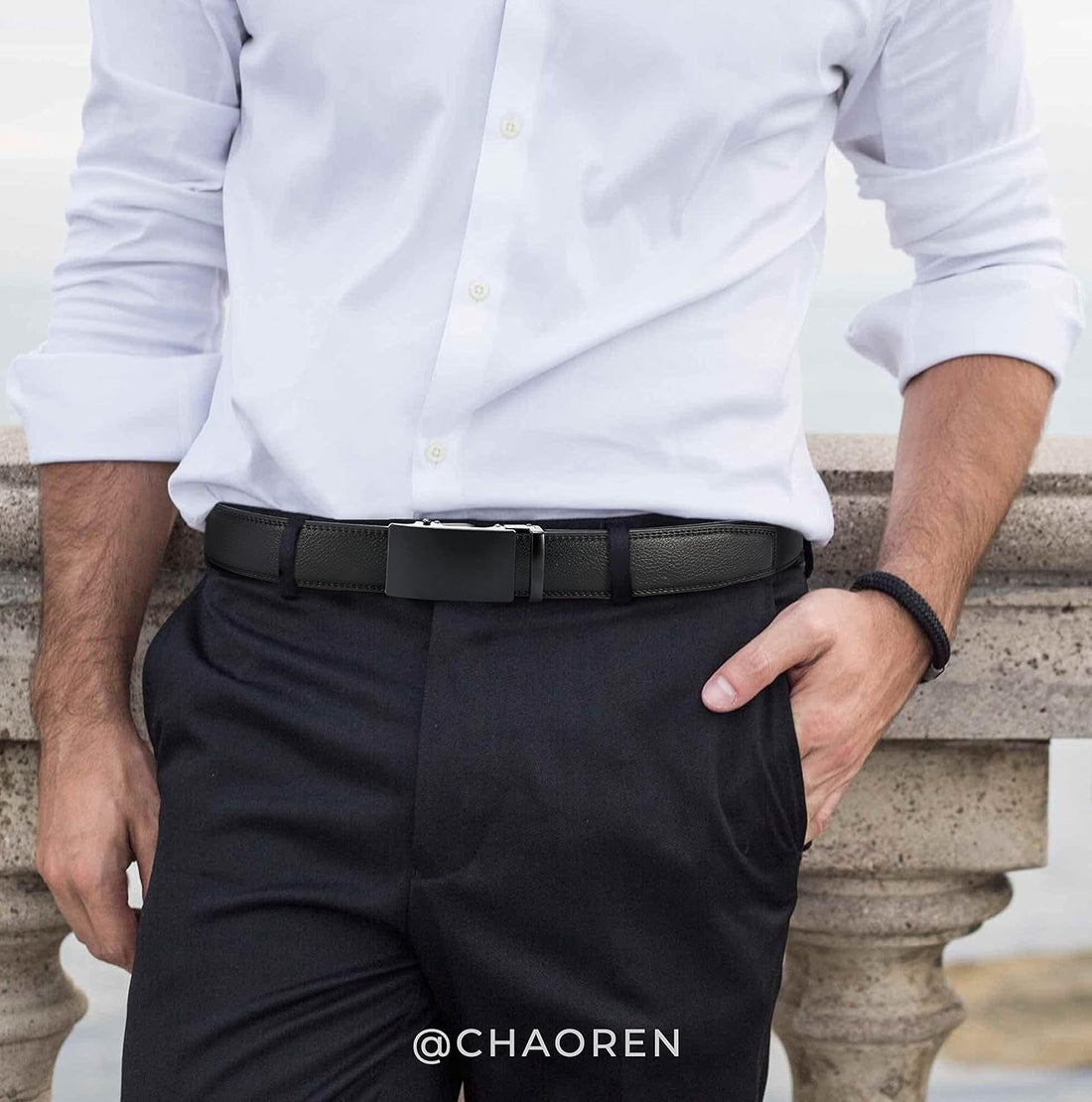 Mens Belt - Mens Ratchet Belt Leather 1 3/8" for Dress Pant - Micro Adjustable Belt Fit Everywhere