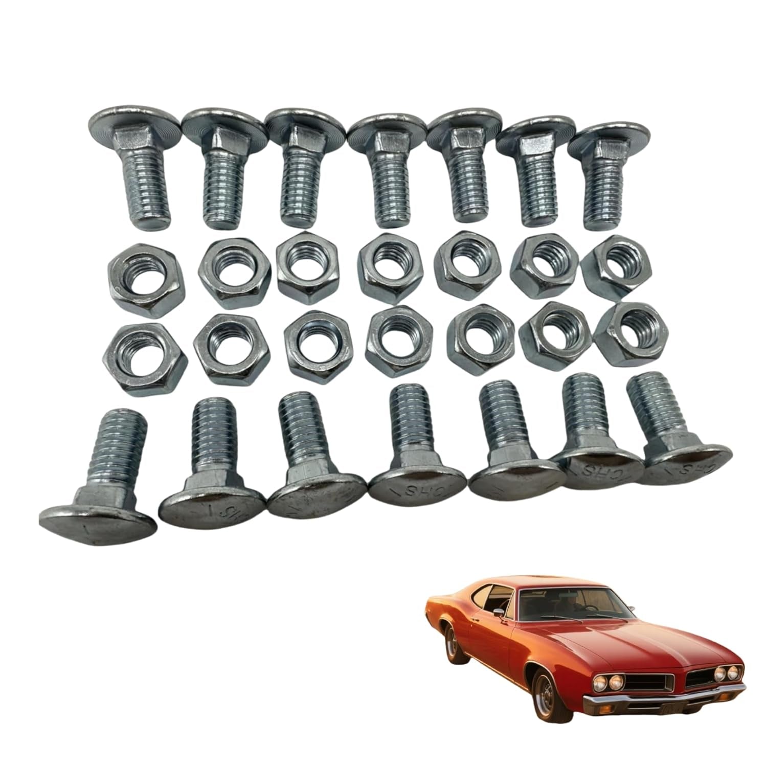28-Pack Front &amp; Rear Bumper Bolts Kit Stainless Cap for 1964-1972 Chevelle, Nova, Lemans, Cutlass,El Camino,Monte Carlo,Gto 4A00080-A