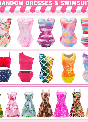 51 PCS Doll Clothes and Accessories Including Fashion Dresses, Tops and Pants Outfits, Party Dresses, Swimsuits Bikini 38 PCS Shoes Hangers and Other Accessories for 11.5 Inch Dolls