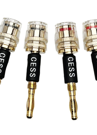 CESS-187 Banana Plug Connect to Spade Fork Plug Speaker Cable Adapter, 4 Pack
