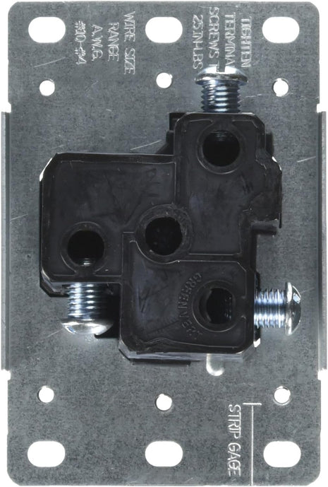 30 Amp, 250V, Nema 6-30R, 2P, 3W, Flush MTG Receptacle, Straight Blade, Industrial Grade, Groundingside Wired, Steel Strap, 5372-S00, Black