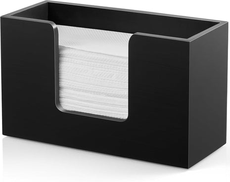 Wooden Paper Towel Dispenser Countertop, Bathroom Guest Towel Holder for Multifold C-Fold Z-Fold Trifold Hand Towels, Black Wood Napkin Holder for Kitchen, Vanity, Powder Room