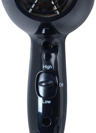1600W Compact Hair Dryer - Black Travel Hair Dryer with 72" Power Cord - JHD8B
