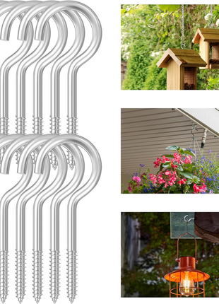 4 Inch Large Heavy Duty Screw Hooks, 10 Pcs Ceiling Hooks for Hanging Plants Indoor and Outdoor Use