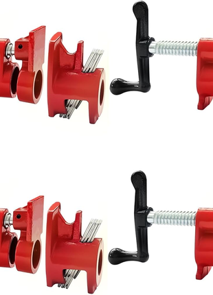 4 Pack 3/4'' Pipe Clamps for Woodworking Wood Gluing Pipe Clamp Fixture Set Heavy Duty Cast Iron for Woodworking, Carpentry, Home Improvement, and DIY Jobs