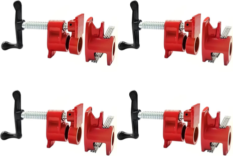 4 Pack 3/4'' Pipe Clamps for Woodworking Wood Gluing Pipe Clamp Fixture Set Heavy Duty Cast Iron for Woodworking, Carpentry, Home Improvement, and DIY Jobs