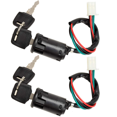 4 Wire Pin Ignition Key Switch Set for Tao Tao Coolster Baja Hawk Sunl Apollo Z20 DB-007 Coleman Roketa 50Cc 70Cc 90Cc 110Cc 125Cc 150Cc Chinese Pit Dirt Bike ATV Quad 4 Wheeler Scooter Parts