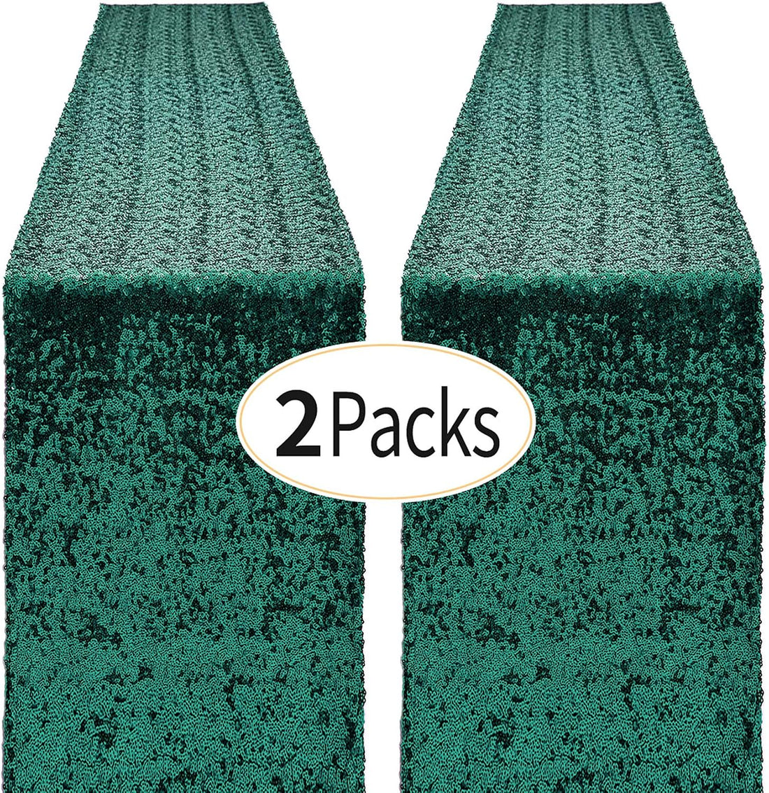 2 Packs 12 X 72 Inches Hunter Green Sequin Table Runner, Glitter Runner for Birthday Party Supplies Decorations Wedding Bachelorette Holiday Celebration Bridal Shower Baby Shower