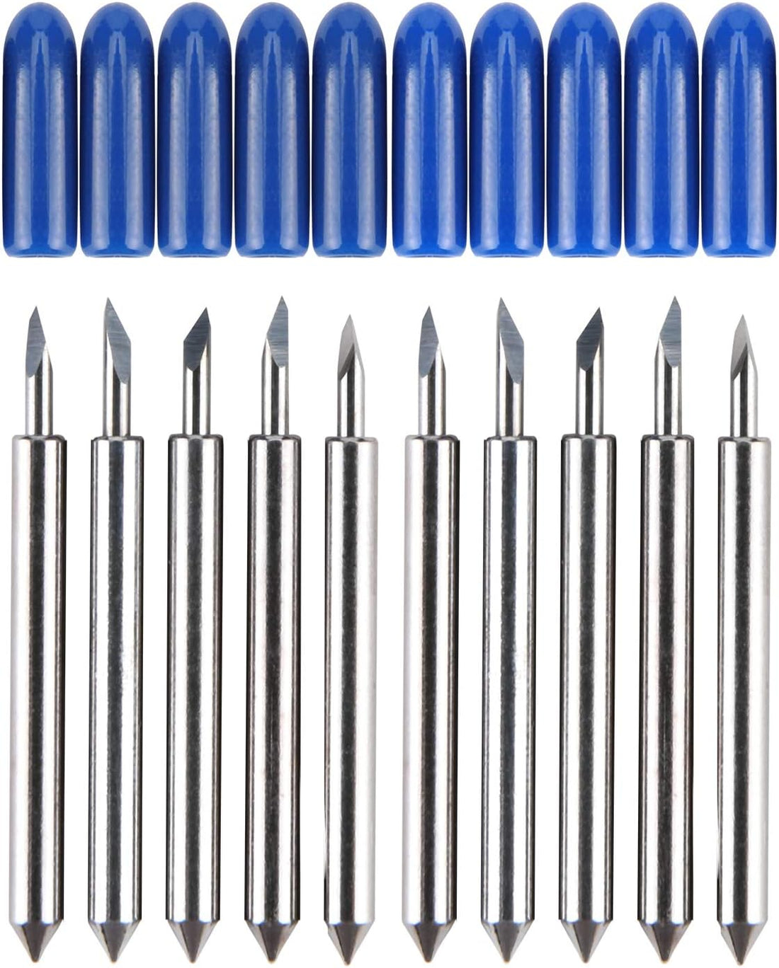 60 Degree Tungsten Steel Lettering Blade Vinyl Cutter Blades for Roland Cutting Plotter, Blue Cap Pack of 10