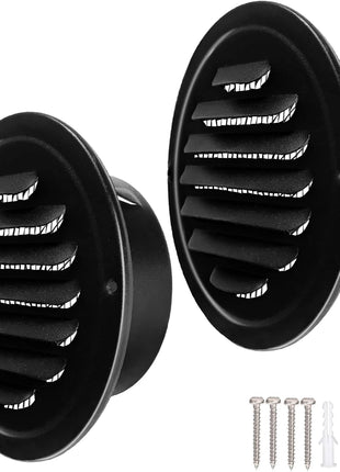 4 Inch round Air Vent Cover, Stainless Steel Soffit Vent Cover Louvered Grille Wall Vent with Built-In Fine Mesh for Garage, Apartment, RV (100Mm - 2PCS)