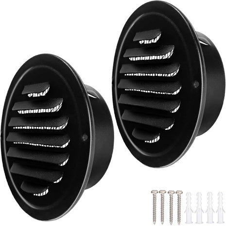 4 Inch round Air Vent Cover, Stainless Steel Soffit Vent Cover Louvered Grille Wall Vent with Built-In Fine Mesh for Garage, Apartment, RV (100Mm - 2PCS)