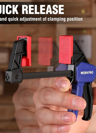 6" Mini Bar Clamps for Woodworking, One-Handed Clamp/Spreader, Wood Clamps Set, Screw Change F Clamps with 50LBS Load Limit, 4 Pack