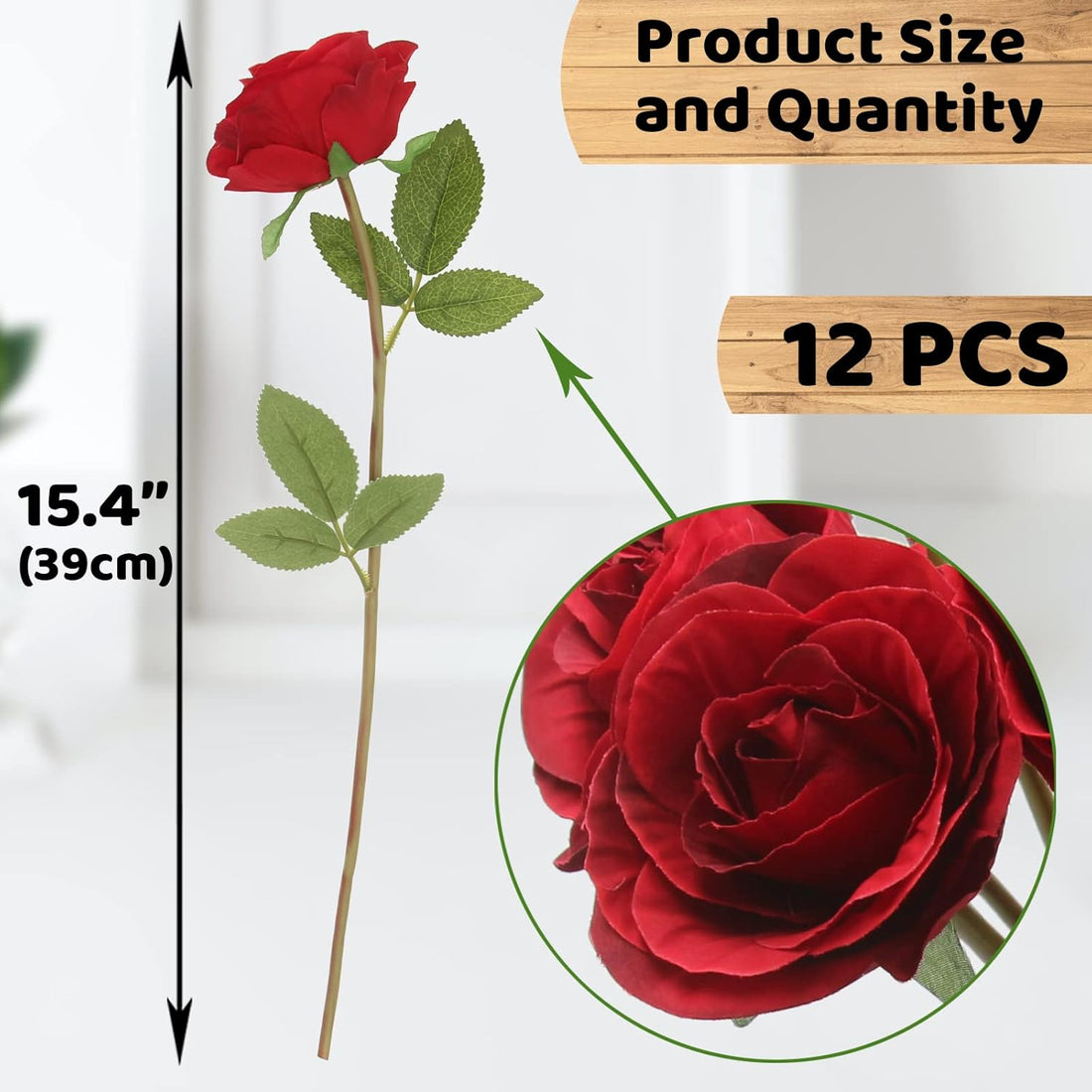 Artificial Roses Flowers for Flower Arrangement, 12 Pcs Silk Red Rose Bouquet for Home Decoration, Faux Roses for Parties and Wedding Decoration (Red, 12)