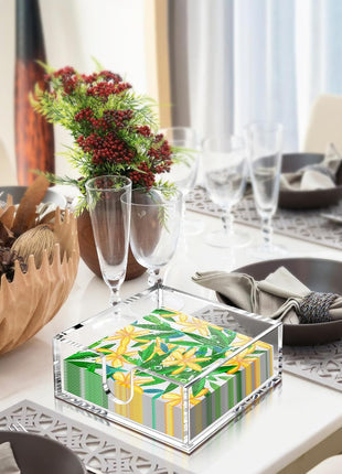 Cocktail Napkin Holder 5X5, Acrylic Cocktail Napkin Holder for Table, Clear Beverage Holder Square Rectangle for Dinner, Kitchen, Bathroom, Restaurant, Bar (Ultimate, 1 Pack)