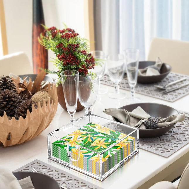 Cocktail Napkin Holder 5X5, Acrylic Cocktail Napkin Holder for Table, Clear Beverage Holder Square Rectangle for Dinner, Kitchen, Bathroom, Restaurant, Bar (Ultimate, 1 Pack)